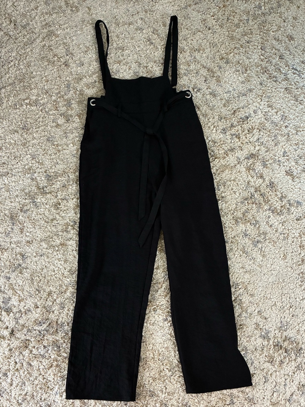 Bohme Black Wide-Leg Overalls with Waist Tie